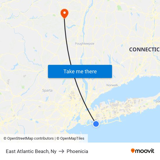 East Atlantic Beach, Ny to Phoenicia map