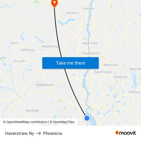 Haverstraw, Ny to Phoenicia map