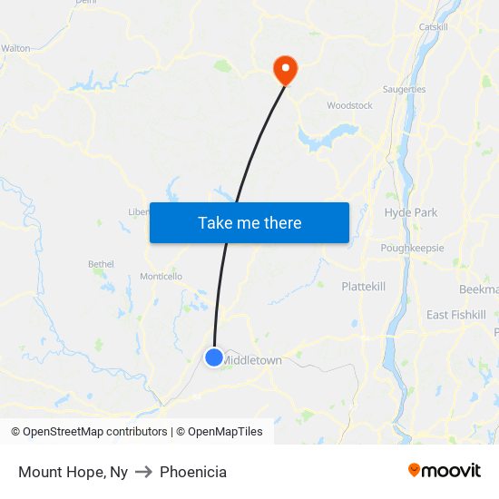 Mount Hope, Ny to Phoenicia map