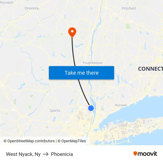 West Nyack, Ny to Phoenicia map