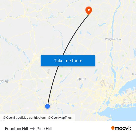 Fountain Hill to Pine Hill map