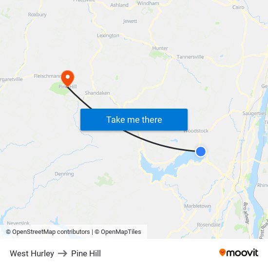 West Hurley to Pine Hill map