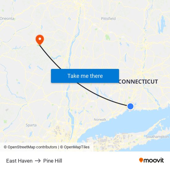 East Haven to Pine Hill map