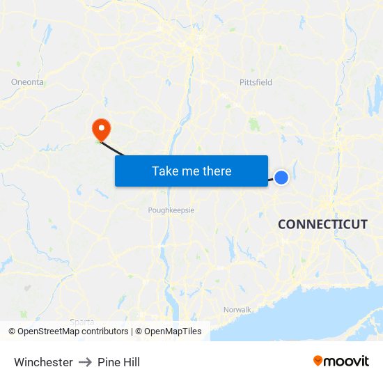 Winchester to Pine Hill map