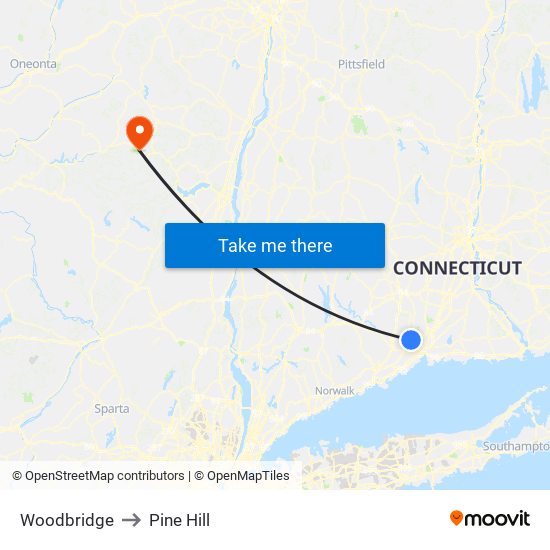 Woodbridge to Pine Hill map