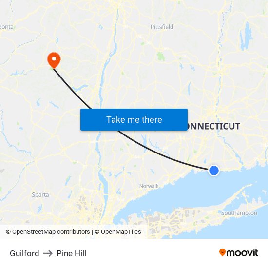 Guilford to Pine Hill map