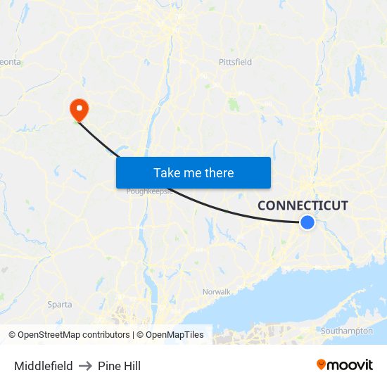 Middlefield to Pine Hill map