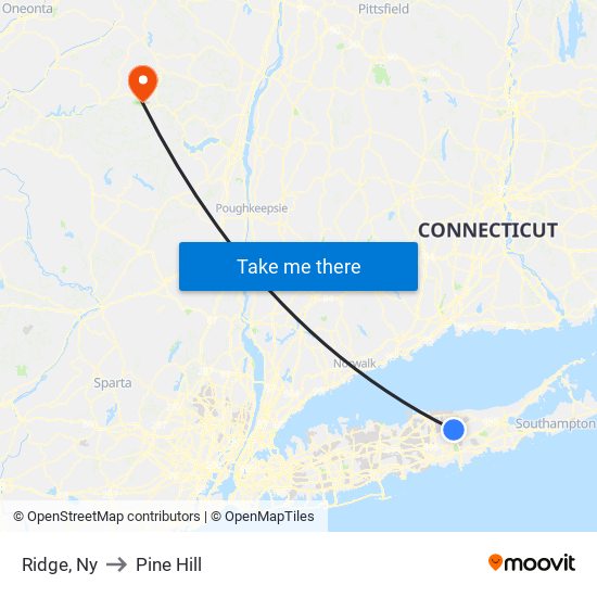 Ridge, Ny to Pine Hill map