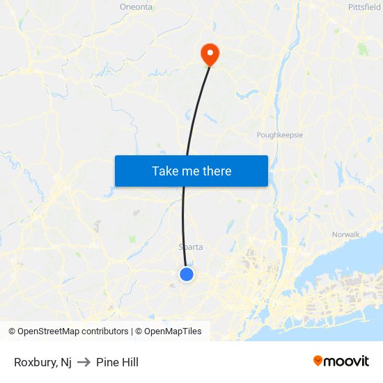 Roxbury, Nj to Pine Hill map