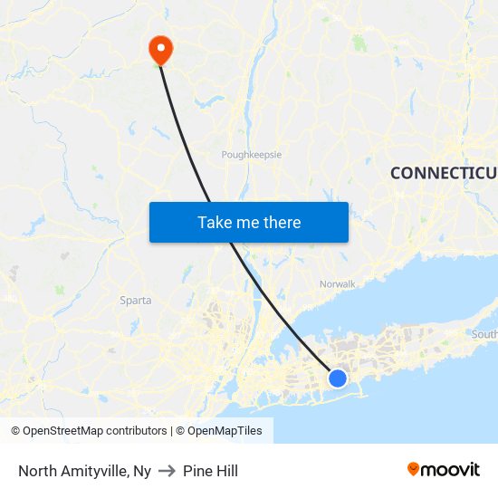 North Amityville, Ny to Pine Hill map