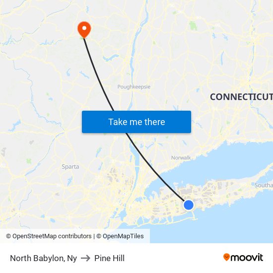 North Babylon, Ny to Pine Hill map