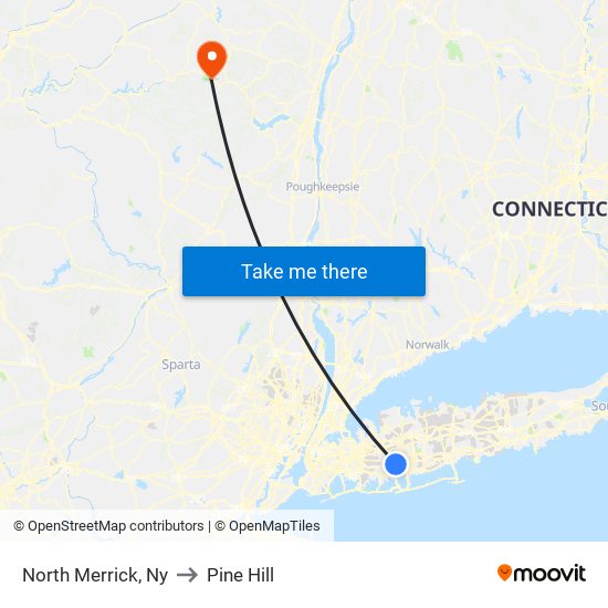 North Merrick, Ny to Pine Hill map