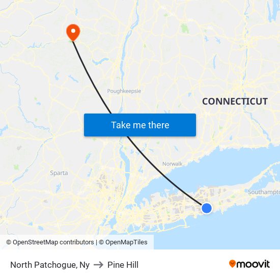 North Patchogue, Ny to Pine Hill map