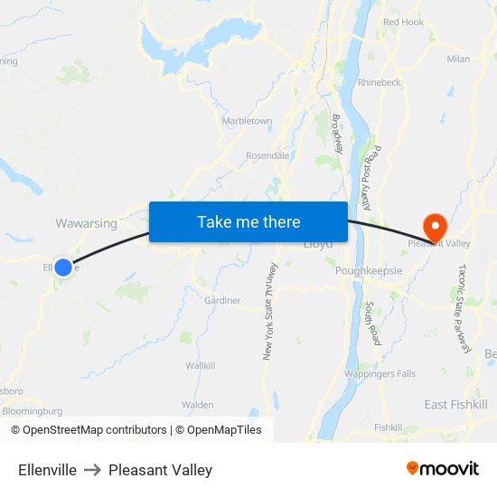 Ellenville to Pleasant Valley map