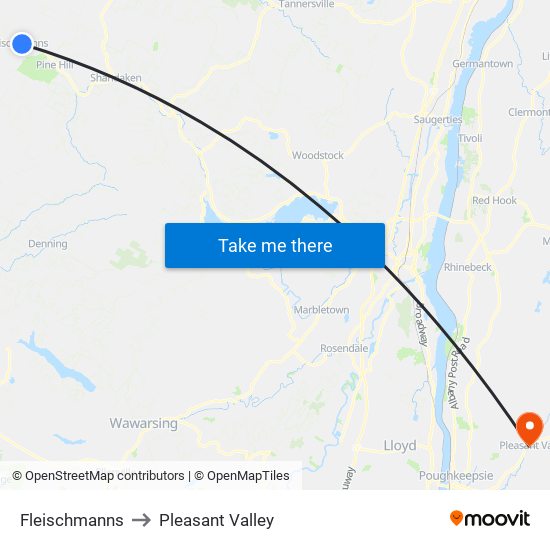 Fleischmanns to Pleasant Valley map