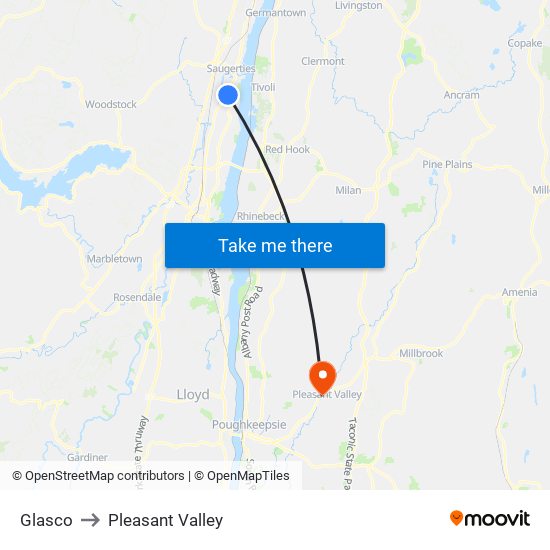 Glasco to Pleasant Valley map