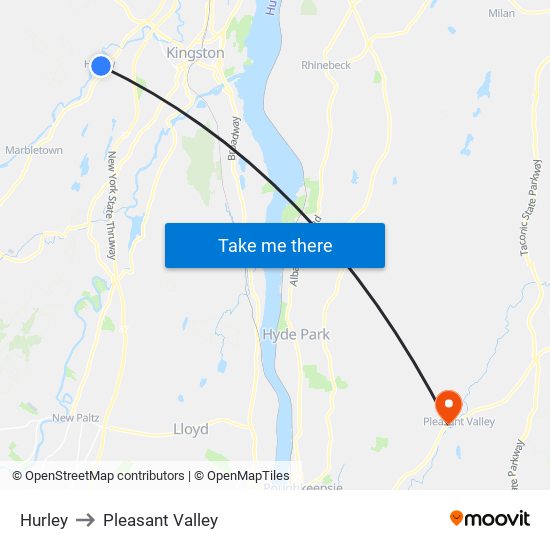 Hurley to Pleasant Valley map