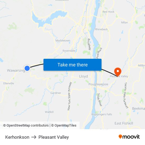 Kerhonkson to Pleasant Valley map