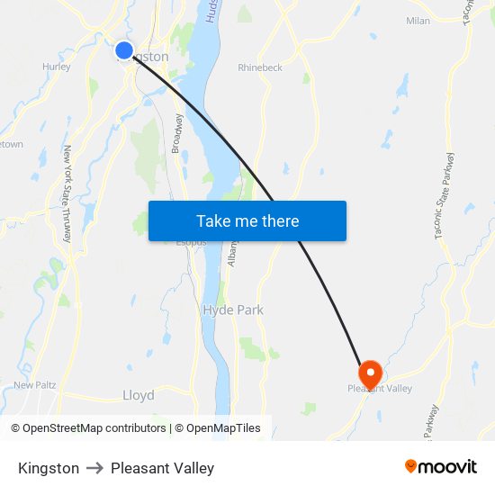 Kingston to Pleasant Valley map
