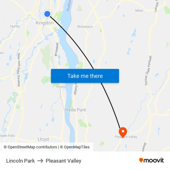 Lincoln Park to Pleasant Valley map