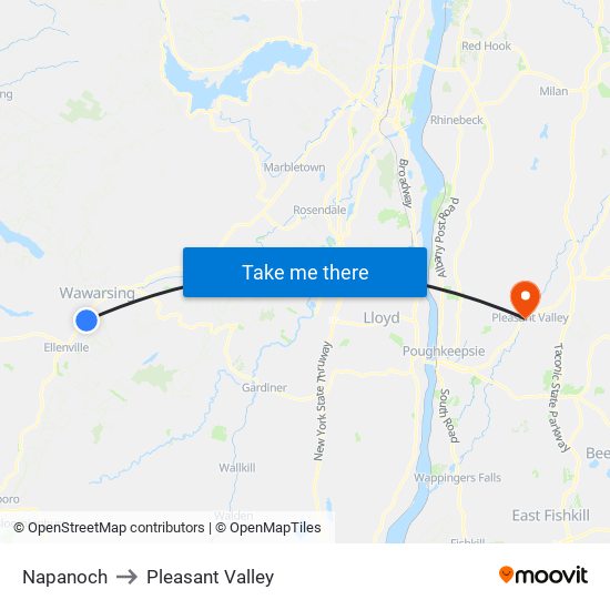 Napanoch to Pleasant Valley map