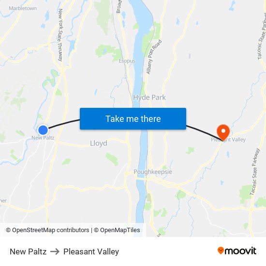 New Paltz to Pleasant Valley map