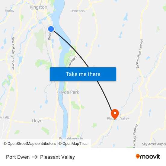 Port Ewen to Pleasant Valley map