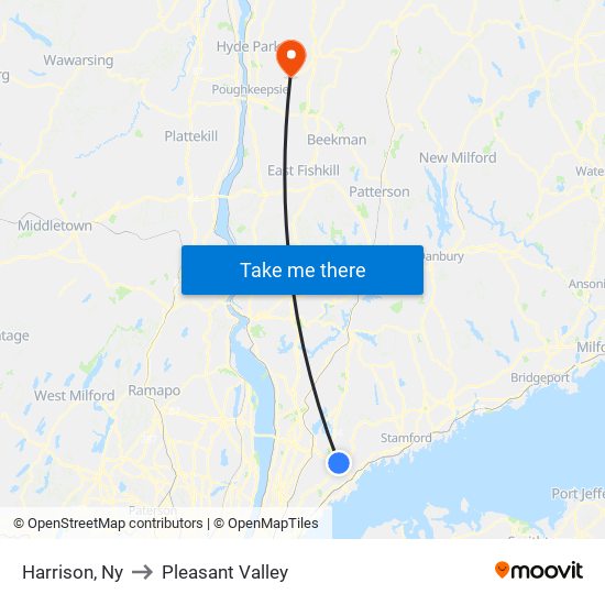 Harrison, Ny to Pleasant Valley map