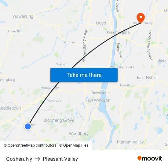 Goshen, Ny to Pleasant Valley map