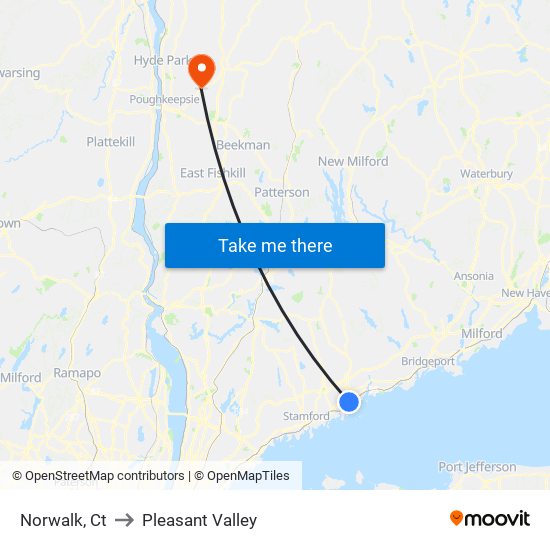 Norwalk, Ct to Pleasant Valley map