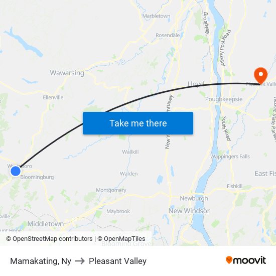 Mamakating, Ny to Pleasant Valley map
