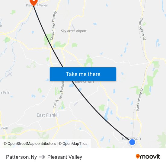 Patterson, Ny to Pleasant Valley map