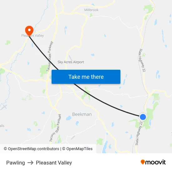 Pawling to Pleasant Valley map