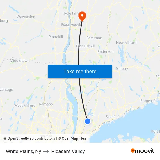 White Plains to Pleasant Valley map