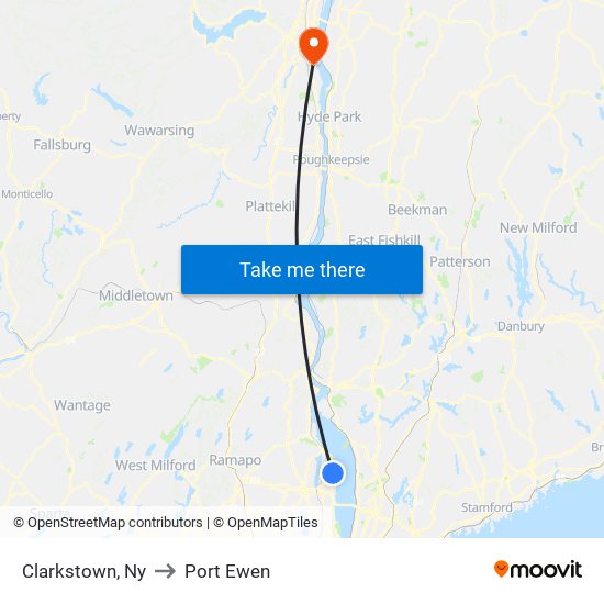 Clarkstown, Ny to Port Ewen map