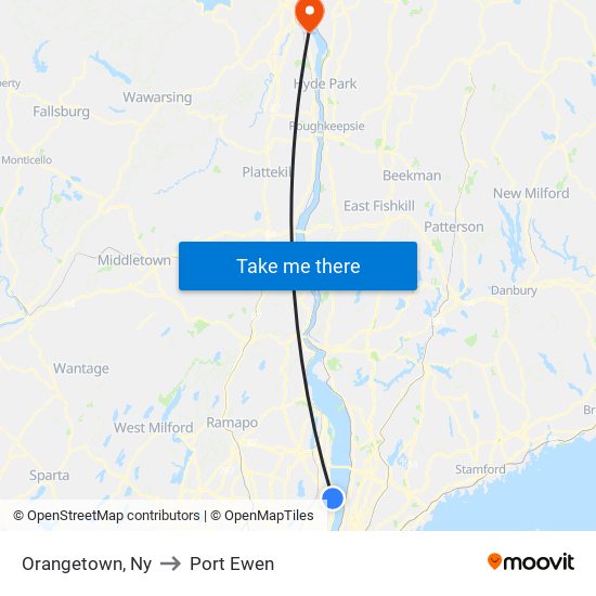 Orangetown, Ny to Port Ewen map