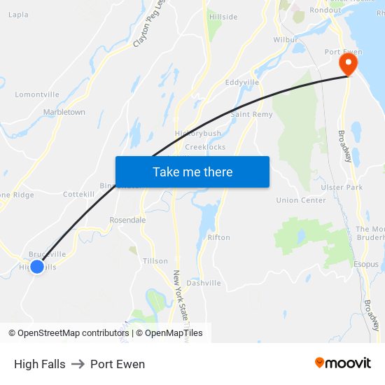 High Falls to Port Ewen map