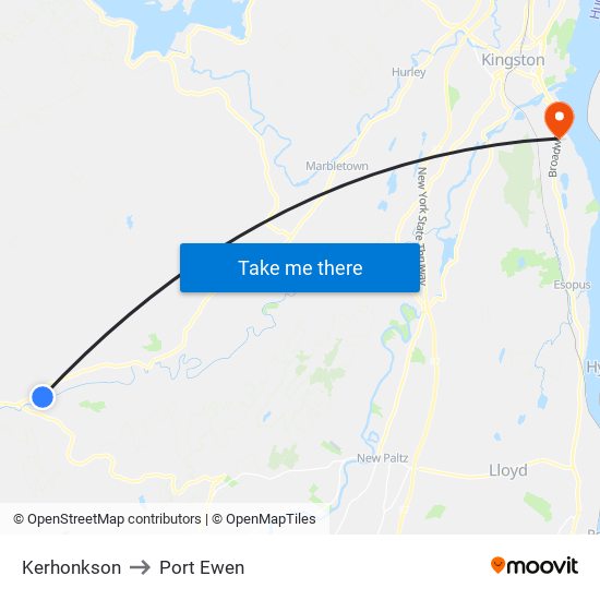 Kerhonkson to Port Ewen map