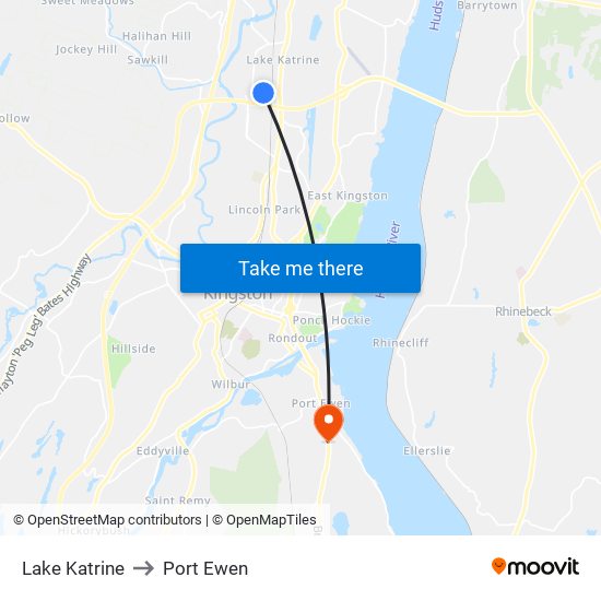 Lake Katrine to Port Ewen map