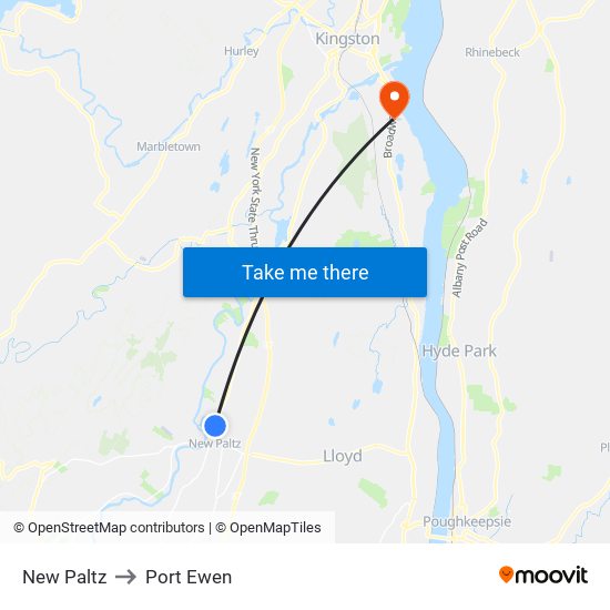 New Paltz to Port Ewen map