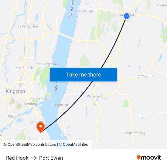 Red Hook to Port Ewen map