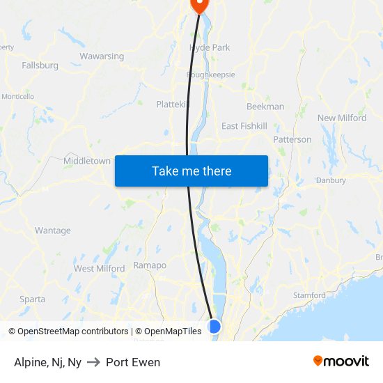 Alpine, Nj, Ny to Port Ewen map