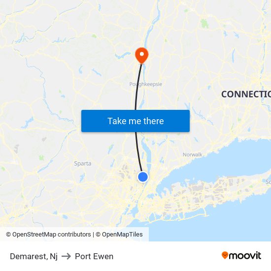 Demarest, Nj to Port Ewen map