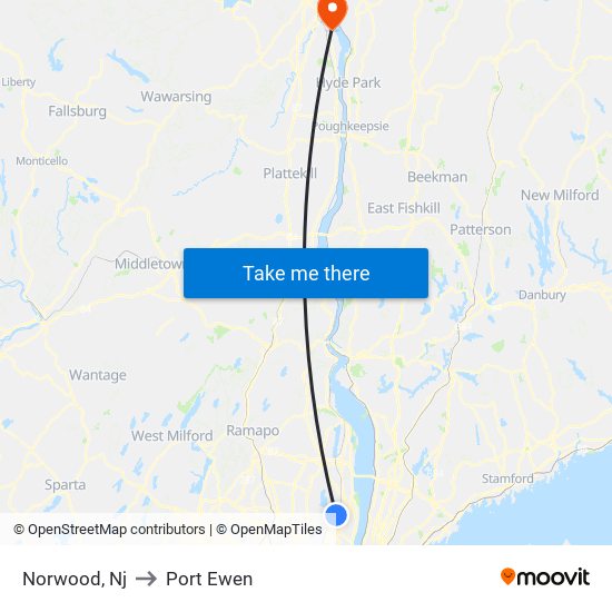 Norwood, Nj to Port Ewen map