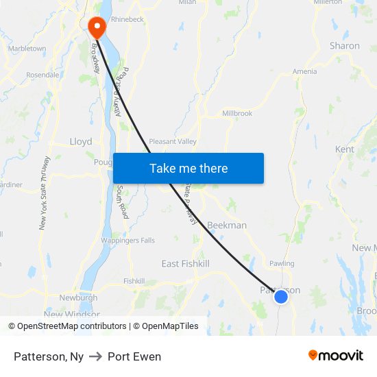 Patterson, Ny to Port Ewen map