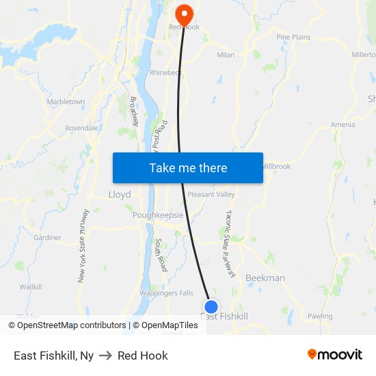 East Fishkill, Ny to Red Hook map