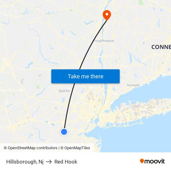 Hillsborough, Nj to Red Hook map