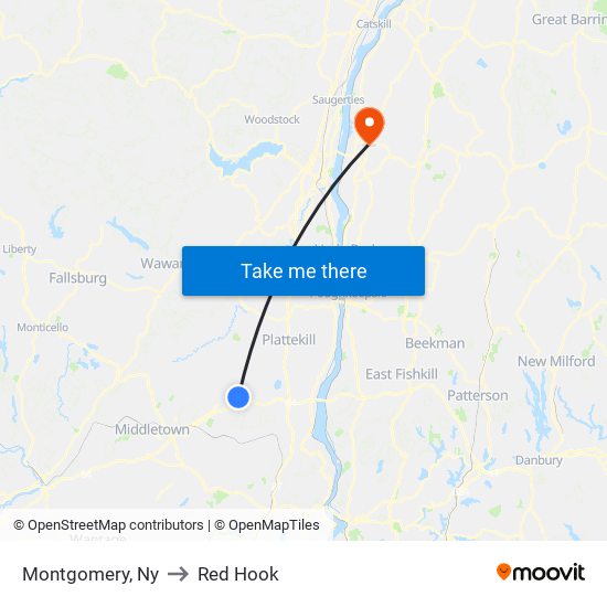 Montgomery, Ny to Red Hook map