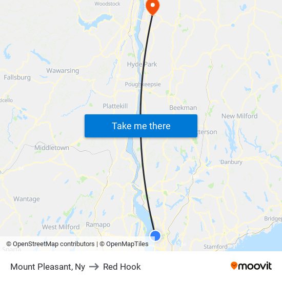 Mount Pleasant, Ny to Red Hook map