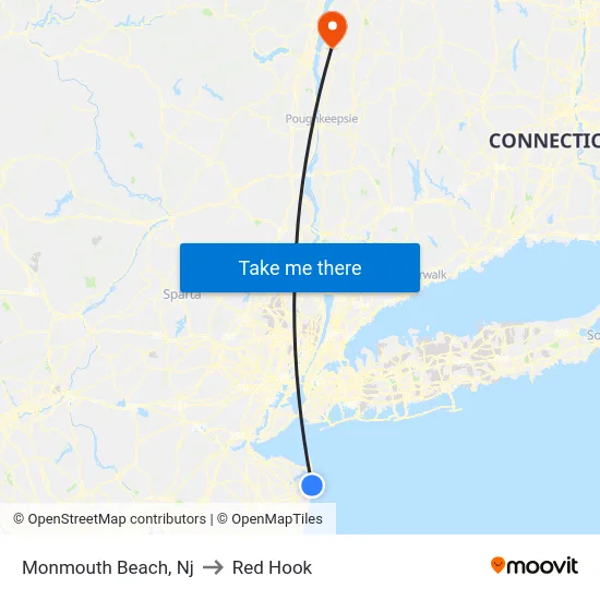 Monmouth Beach to Red Hook map
